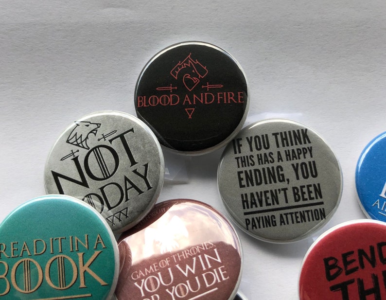 Dragons Pin Fire cannot kill a dragon bend the knee blood and fire magnet 5 Button Set Magnets Flat Back image 6