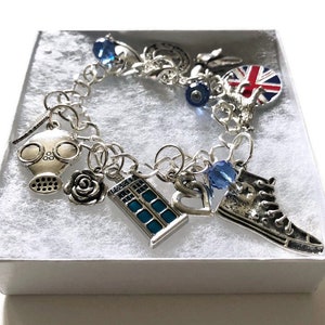 Doctor Who Charm Bracelet Doctor Who Gift Tardis Inspired By 10th Doctor Whovian Gift Bracelet Dr Who Bracelet Dr Who Jewelry image 9