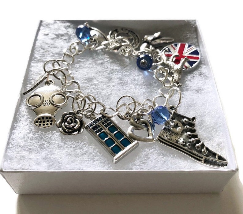 Doctor Who Charm Bracelet Doctor Who Gift Tardis Inspired By 10th Doctor Whovian Gift Bracelet Dr Who Bracelet Dr Who Jewelry image 9