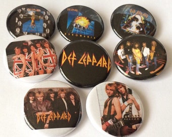 Def Leppard Pins Classic Rock Buttons 1980's Hair Band Metal Band Pyromania Hysteria Rock Band Joe Elliott Pins Magnets Buttons Keychains