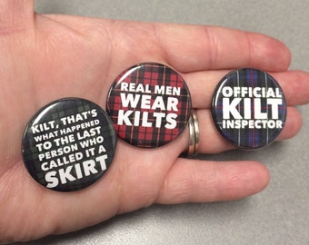 Official Kilt Inspector Real Men Wear Kilts Kilt Quotes Kilt Pins Scottish Tartan Pin Pin Buttons Magnets Funny Pins Humorous