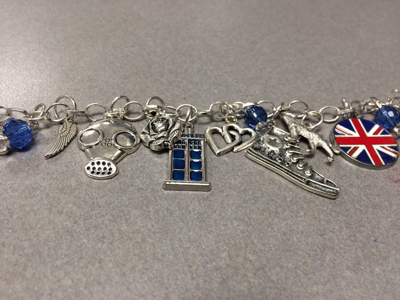 Doctor Who Charm Bracelet Doctor Who Gift Tardis Inspired By 10th Doctor Whovian Gift Bracelet Dr Who Bracelet Dr Who Jewelry image 8