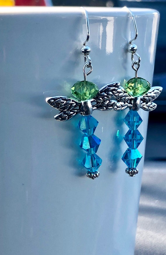 Green/Blue Dragonfly Earrings Green/Blue Dragonfly Earrings
