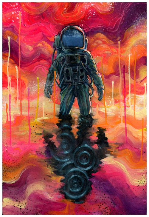 Surreal Art Spaceman Art Astronaut Colorful Art 