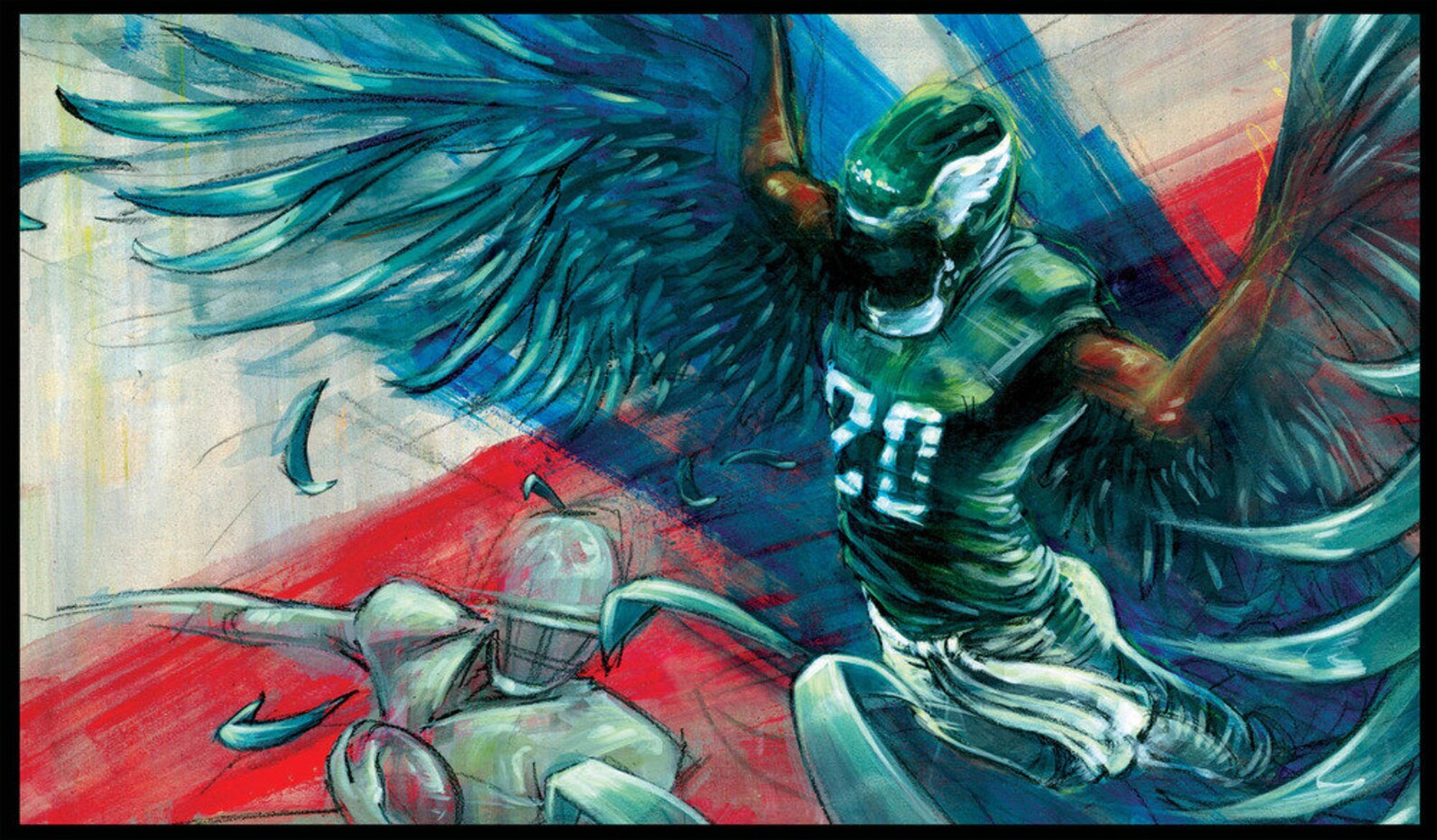 Philadelphia Eagles Art Print Brian Dawkins Eagles Poster Etsy