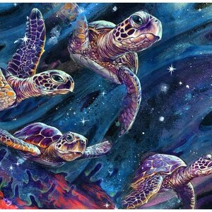 Sea Turtle Art Print - Animal Artwork - Wall Art - Wall Decor - Art Poster - "Intershellar" by Swartz Brothers Art