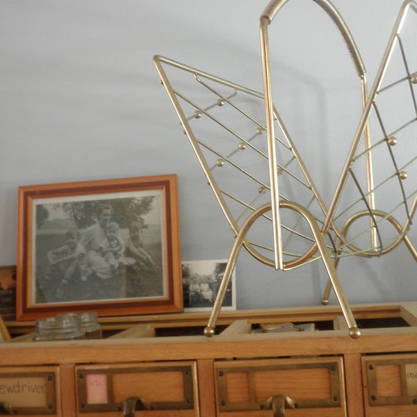 Retro Mid Century Gold Magazine Rack