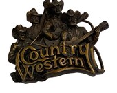 Vintage 1981 Bergamot Brass Works Country Western Band 3d Belt Buckle T-96 USA