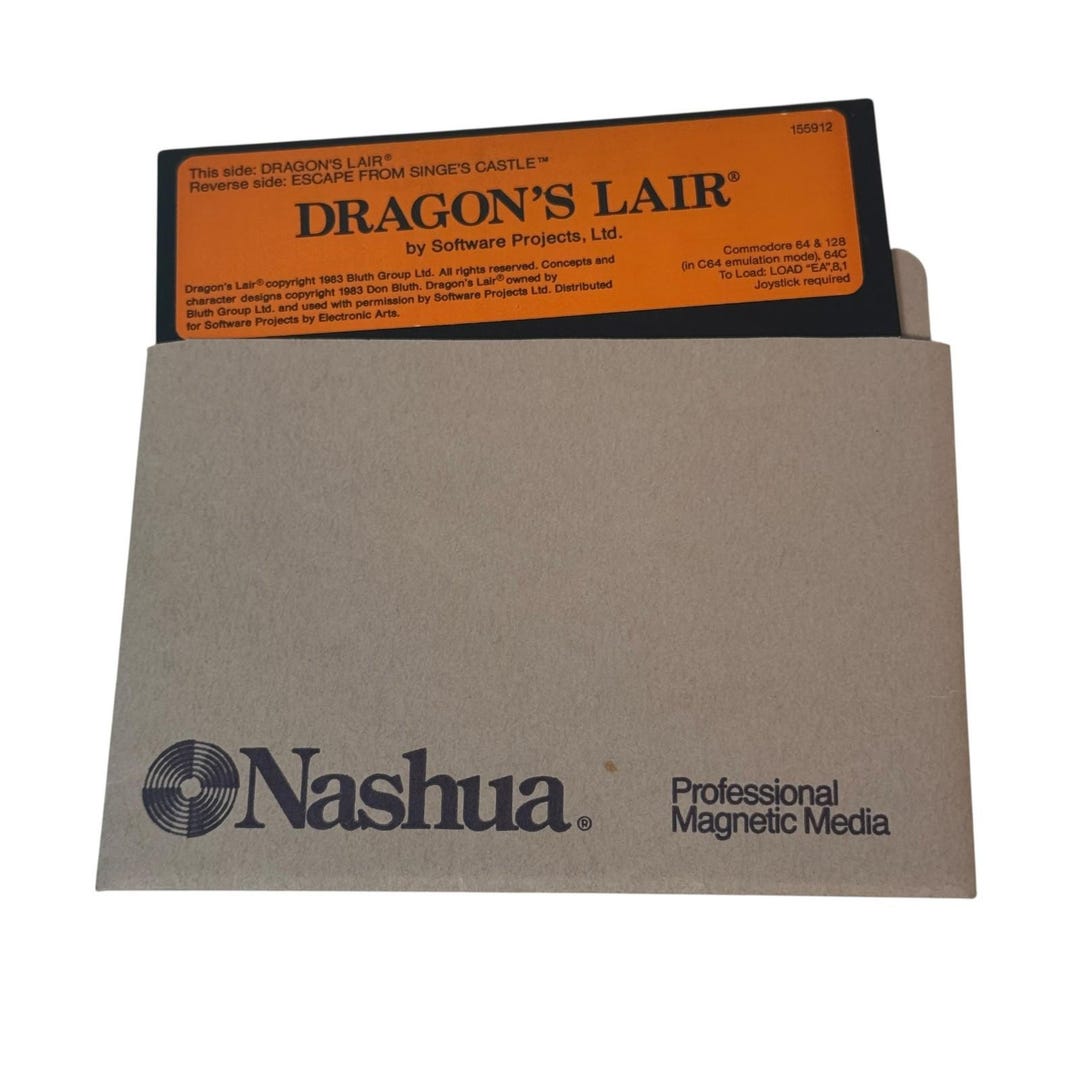 Vintage Commodore 64 & 128 Dragon's Lair Game 1983 5.25