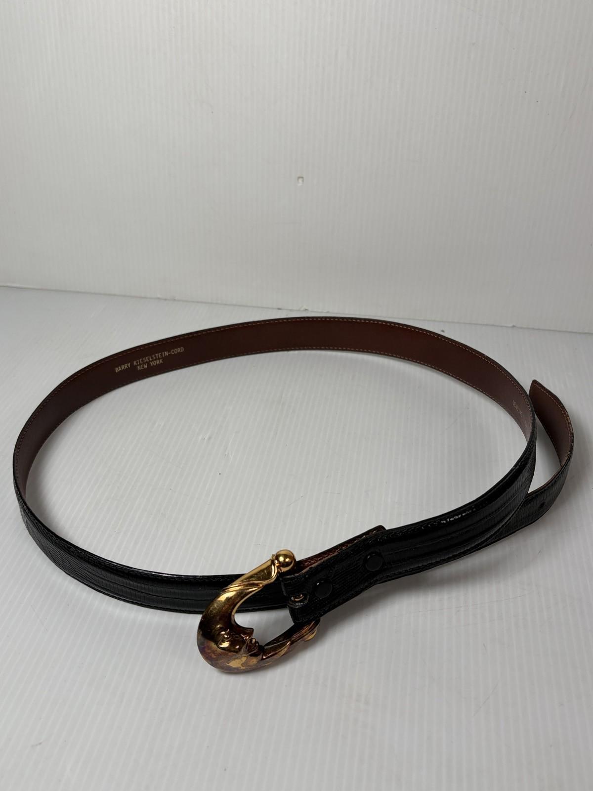 CeCe Kieselstein-Cord Belt Womens M Black Silver Sculptural 1983 Abstract Thin Barry Kieselstein-Cord Sterling Silver, Leather Belt sold at  main image 2