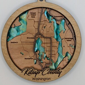 Kitsap County Washington Layered Map Ornament