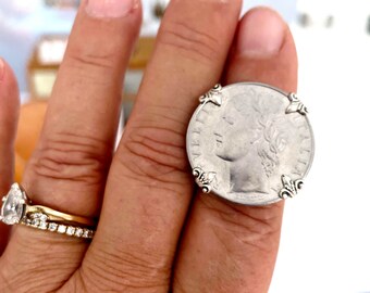 Vintage Italian Lire Coin Ring