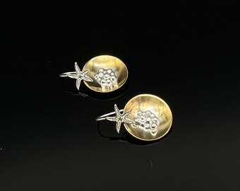 Fine Silver and Bronze Earrings, Mixed Metals Earrings