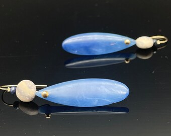 Blue Onyx Teardrop Earrings