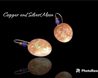 Copper and Fused Silver Lightweight Earrings