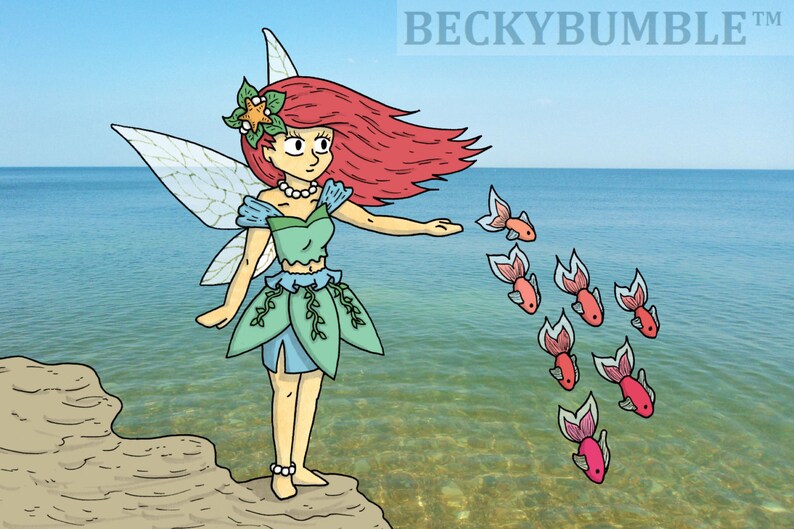 The Sea Fairy Illustration Art Print Nautical Summer Beach Etsy UK