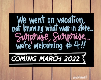 Vacation Surprise Baby #4 Announcement | Pregnancy | Instant Digital Download | Maternity Photo Prop | Customizable | 4th Fourth Child