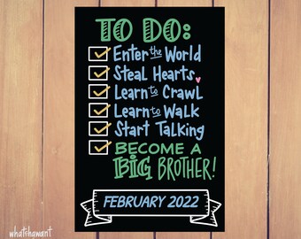 To Do List | Become A Big Brother | Baby Announcement | Pregnancy, Adoption | Instant Digital Download | Maternity Photo Prop | Customizable