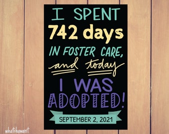 Today I Was Adopted! | Adoption Announcement | It's Official | Instant Digital Download | Family Photo Prop | Customizable | Foster Care