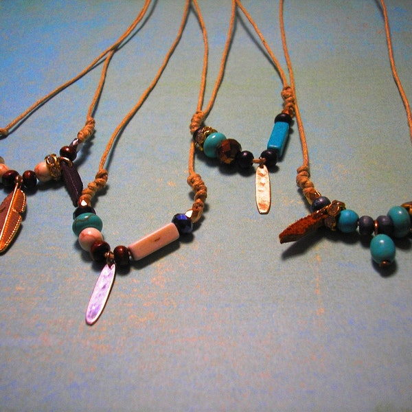 25 CENT SALE ! wholesale lot of southwestern design necklaces with turquoise, stone, brass, leather, wood beads | IC55