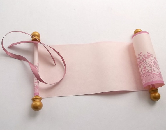 Blank Parchment Scroll for Handwritten Secret Message, Valentine Card,  Printed Lace Roses, 3.5x8.5 Pink Parchment Paper 