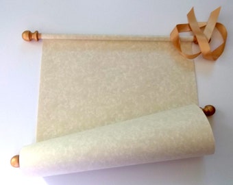 Blank scroll for handwriting or calligraphy with gold accents on 11x20 inches tan parchment paper