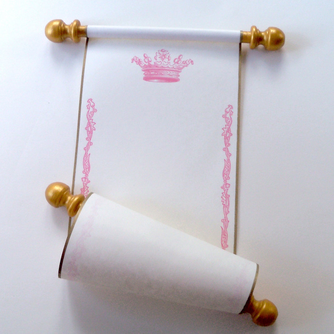 Blank Scroll With Royal Crown in Pink and Gold, 5 Wide Cream Paper - Etsy