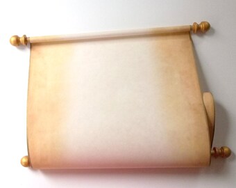 Wide blank scroll for handwritten calligraphy, 11x20 inches aged look parchment paper with gold accents