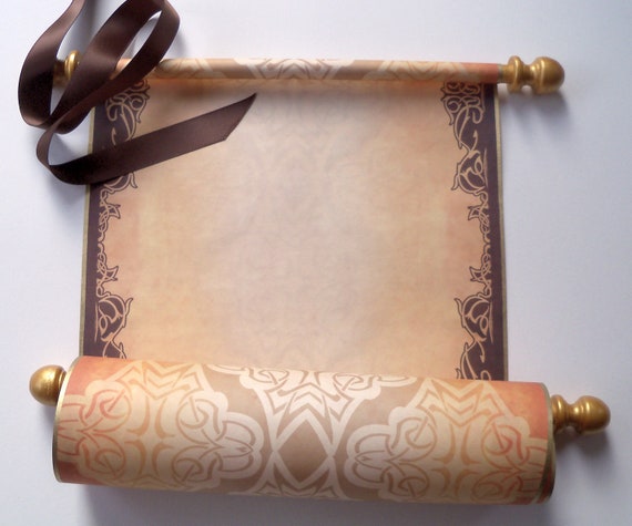  Parchment paper scroll for handwriting in brown and gold, blank  scroll with 8x19 paper : Handmade Products