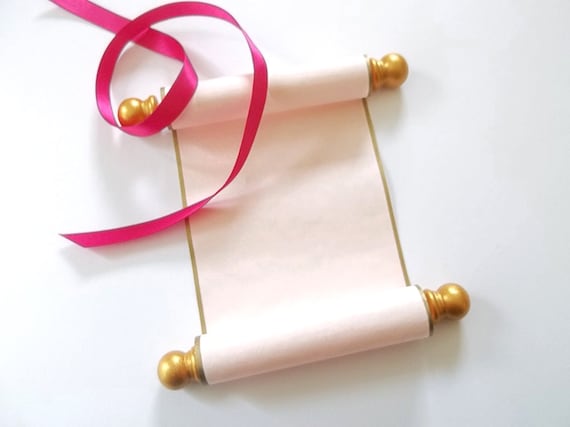 Small Blank Scroll for Handwritten Secret Message, Prom Invitation,  Birthday Wish, Blank Greeting, 3.5x8.5 Pink Parchment, Gold Accents -   Norway