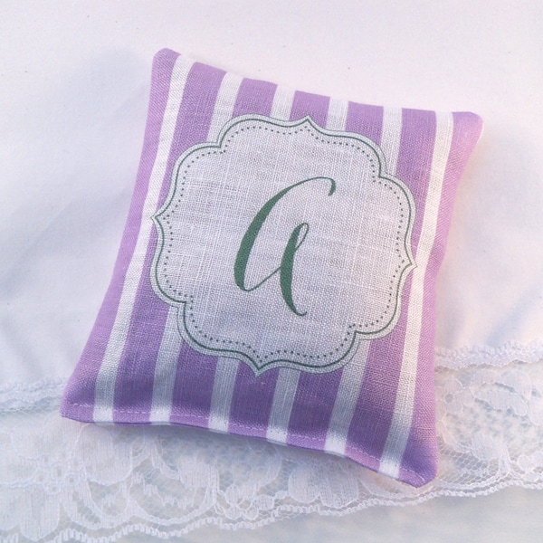 Alphabet letter lavender sachet, set of 2 sachets, your choice letters A B C D E F G H I J K L M N O P Q R S T U V W X Y or Z