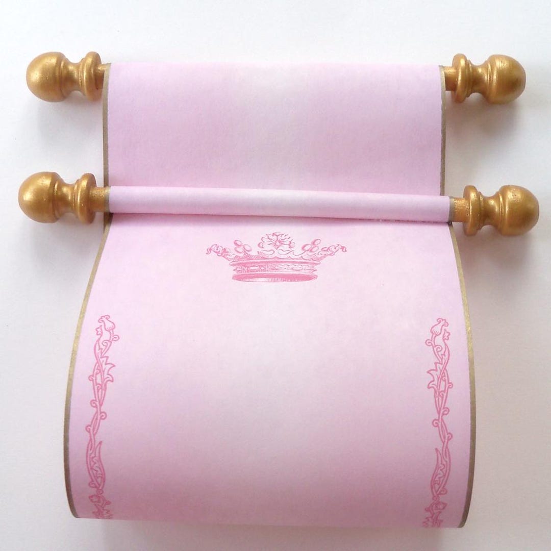 Blank Royal Crown Paper Scroll for Hand Writing, Gold and Pink, 5x11 ...