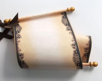 Brown and Gold Blank Parchment Scroll for Handwriting or Calligraphy (8x20" paper)