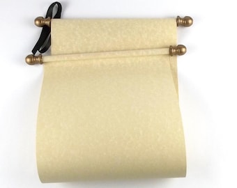 Handmade Tan Parchment Blank Scroll for Handwriting or Calligraphy (8x20" paper)