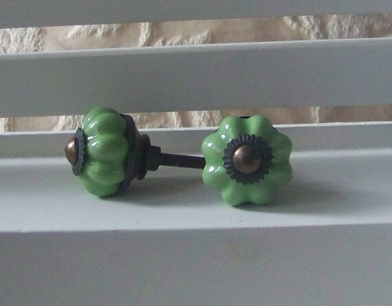 Items similar to Green Ceramic Knob-Dresser Drawer Pull-Coat Rack Knob ...