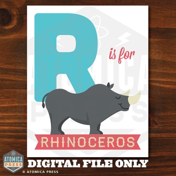 Instant Download R Ist Fur Rhinoceros Druckbare Digitale Etsy Osterreich