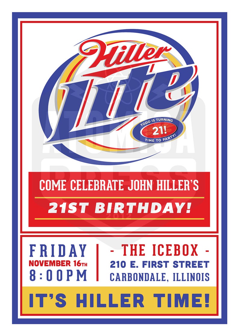 miller lite 21st birthday party invitation beer modern etsy
