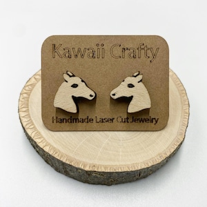 Horse Stud Earrings, Laser Cut Birch Wood, Paint Your Own DIY Party, Farm Animal Jewelry, Spring Easter Basket Gift, Her Birthday Present