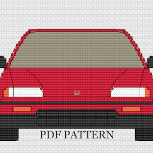 Cross Stitch Pattern 2nd Gen EF Civic CRX, Instant PDF Download, Gifts for Car Lovers, Gear Heads, Vintage Car Gift
