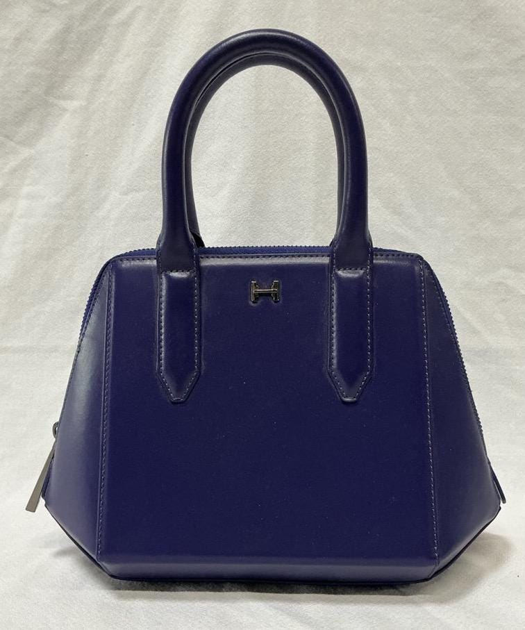 2000s Vintage Halston Heritage Purple Leather Satchel Style  display picture 1