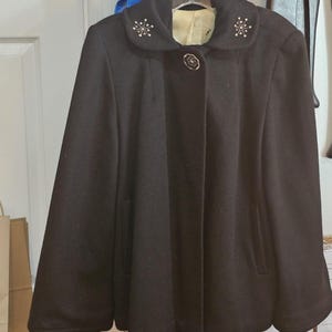 1940s Vintage Black Wool Swing Jacket