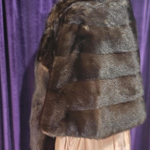 1960s Vintage Mahogany Mink Fur Stole, Mademoiselle Furs