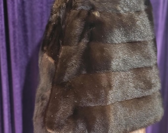 1960s Vintage Mahogany Mink Fur Stole, Mademoiselle Furs