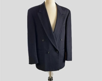 Vintage Navy Blue Cashmere 2 Button Sport Coat / Blazer, Cavalli, ca 1980s