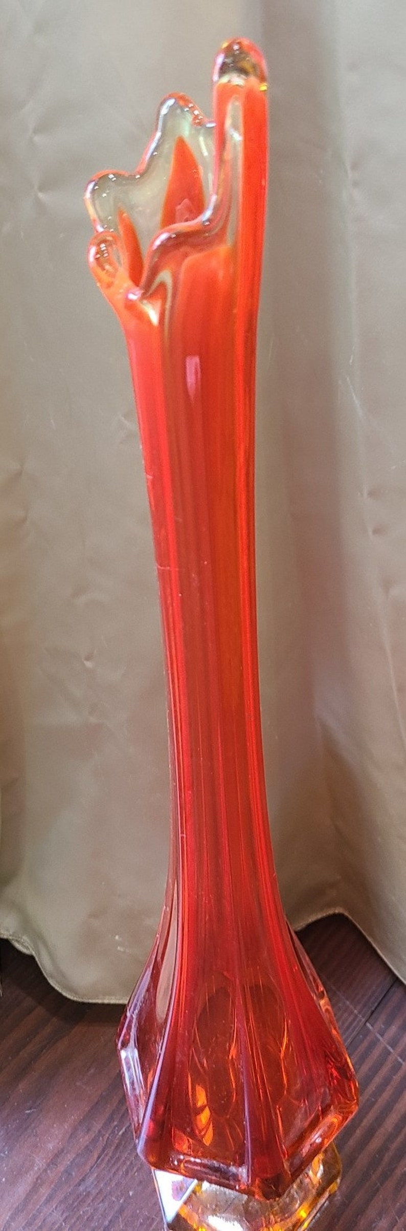 Monumental Orange Swung Vase With Orangey Amber 6 Sided Etsy