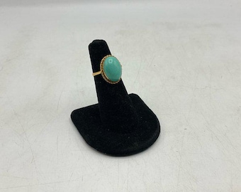 1960s Vintage 18K Yellow Gold Robin's Egg Blue Turquoise Cabochon Ring