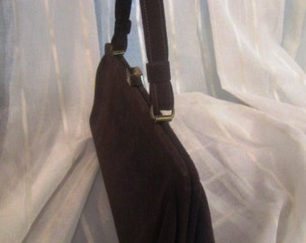 Vintage Chocolate Brown Suede Hand Bag, Mayer, ca 1960s