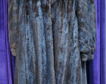 Vintage Full Length Mahogany Miink Fur Coat, ca 1960s