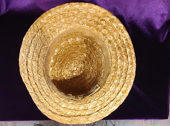 Vintage Natural Straw Hat with Grosgrain Band and… - image 7