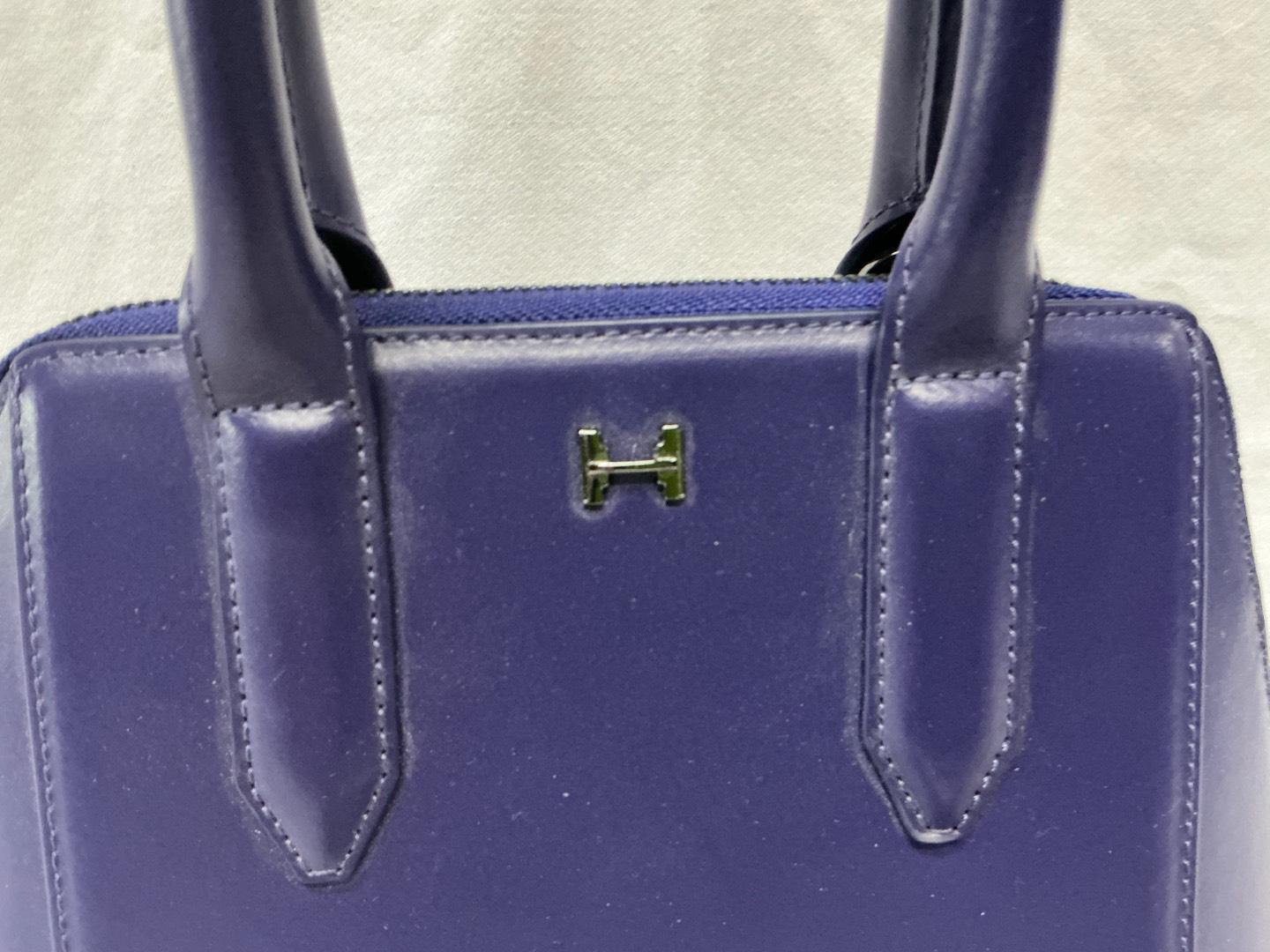 2000s Vintage Halston Heritage Purple Leather Satchel Style  display picture 2